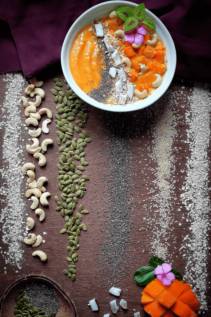 Mango Smoothie Bowl Recipe with amazing decoration