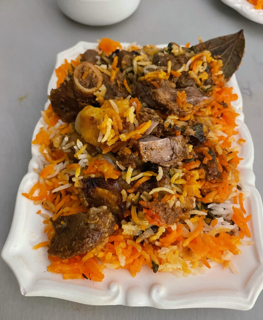 Fragrant biryani with basmati rice