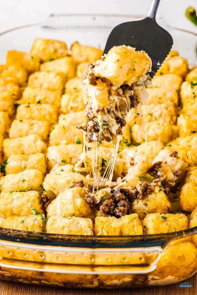 Philly Cheesesteak Tater Tot Casserole