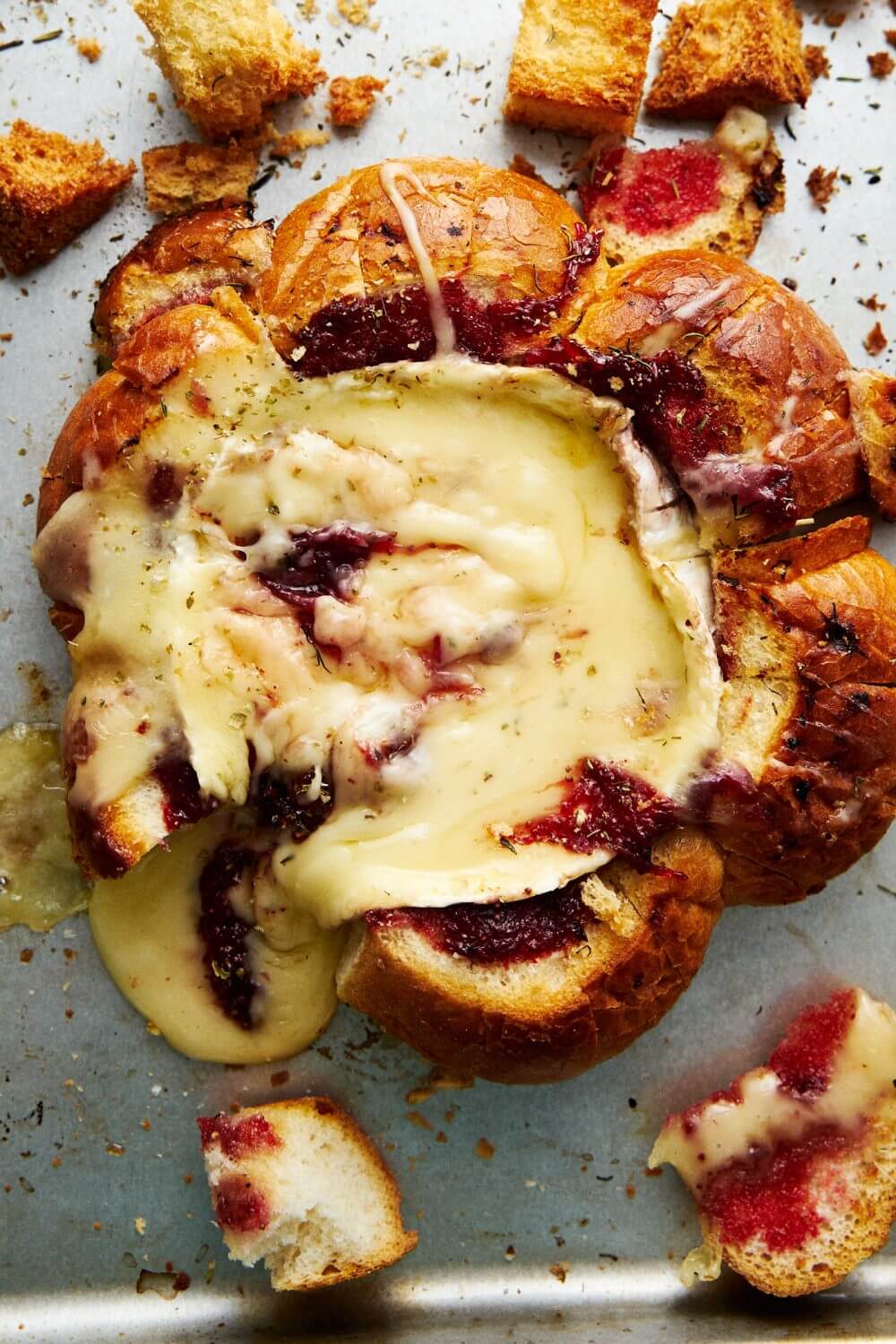 Baked Brie Bread with Strawberry Jam