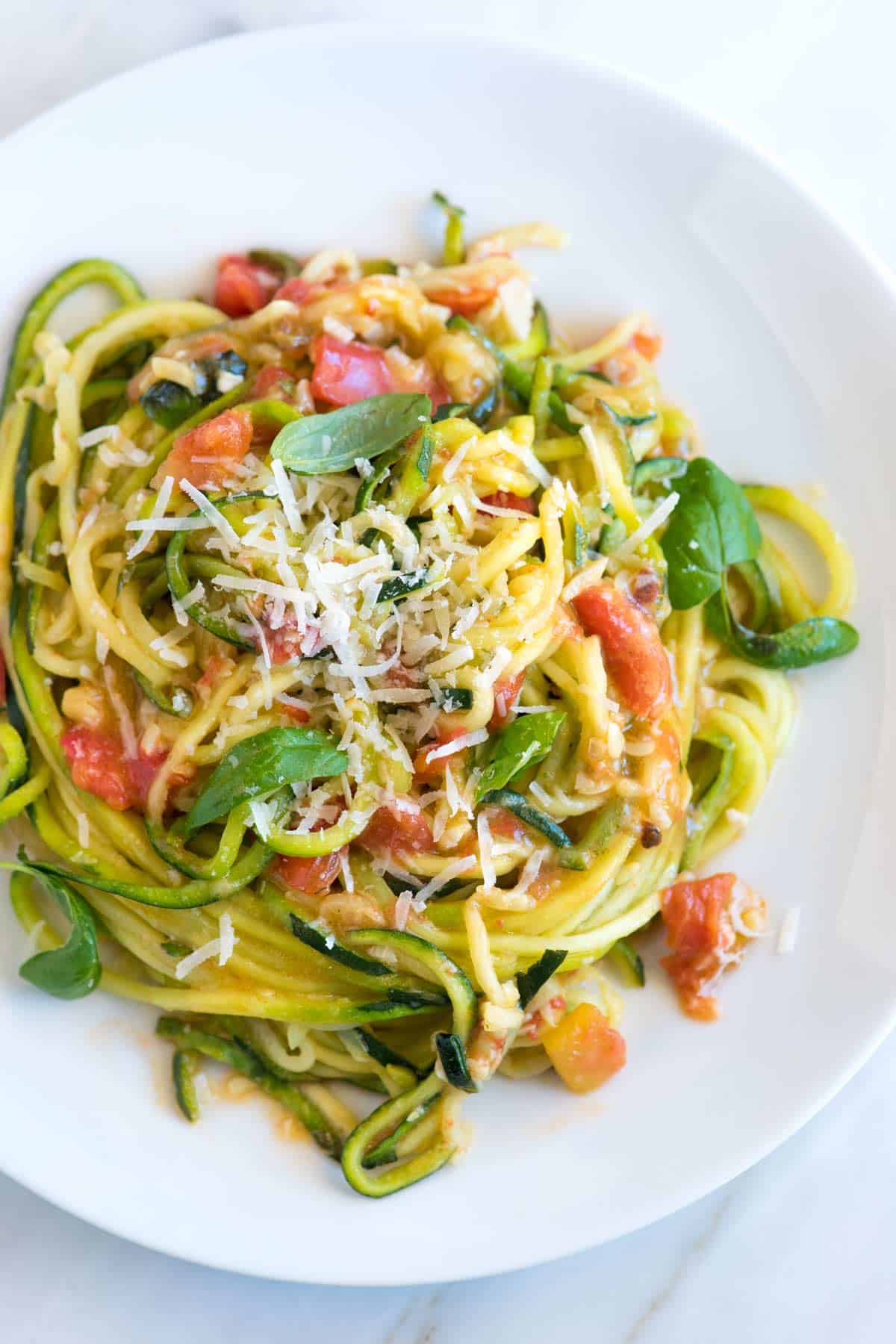 Garlic Parmesan Zucchini Noodles Pasta from Inspired Taste