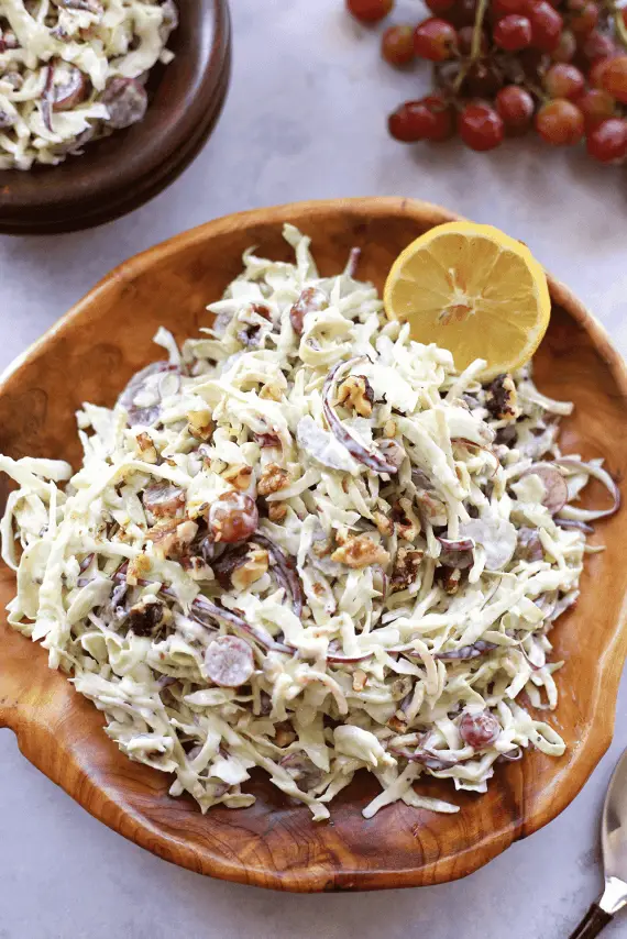 Spiralized Cabbage & Apple Waldorf Salad