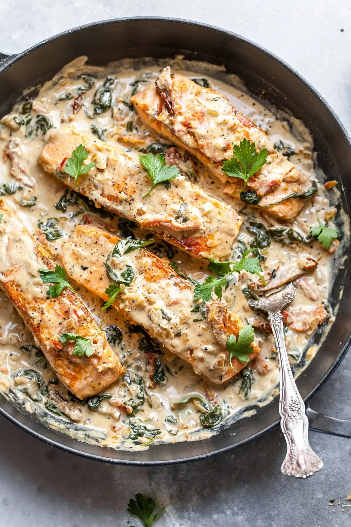 Salmon Skillet with Sun-Dried Tomato Cream Sauce - Quick and Delicious