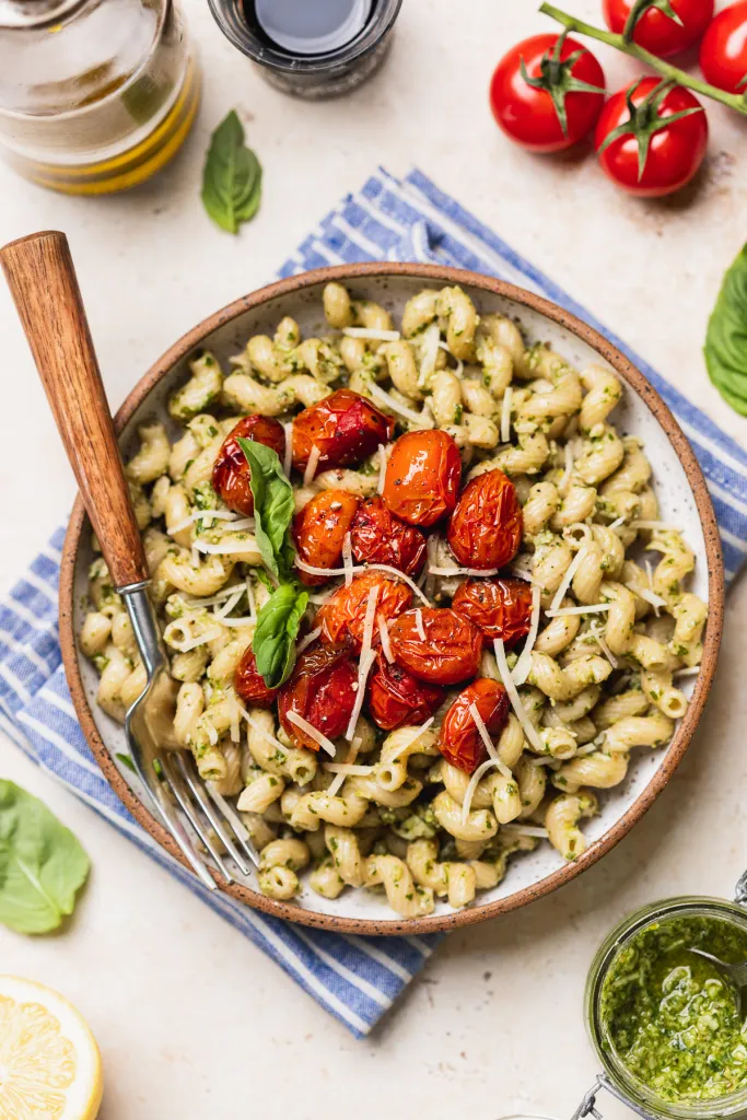 Pesto Pasta with Roasted Cherry Tomatoes