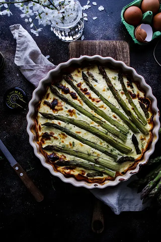 Asparagus Quiche with Sweet Potato Crust