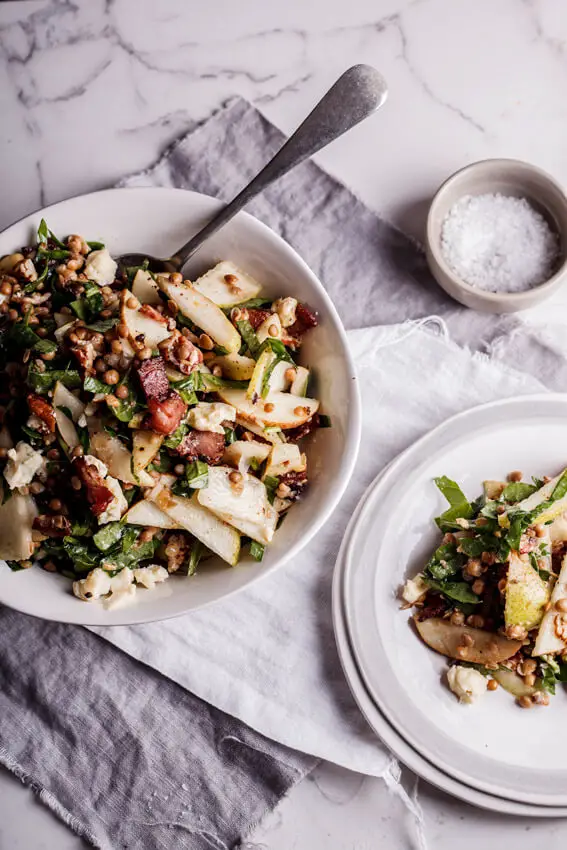 Lentil Salad + Pear, Gorgonzola & Bacon