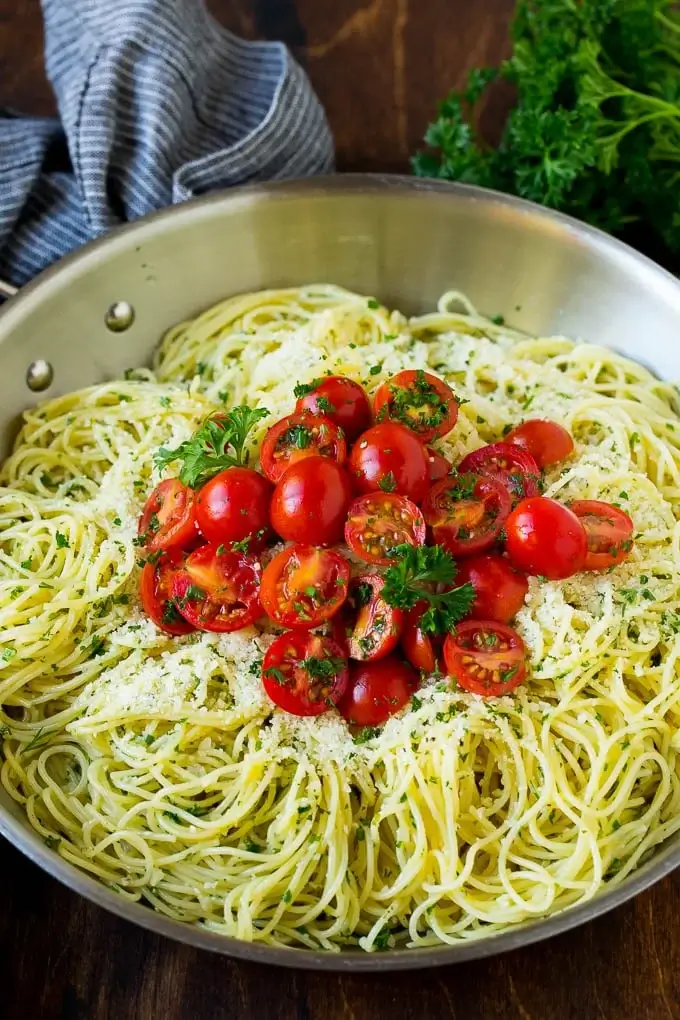 Angel Hair Pasta with Garlic and Herbs