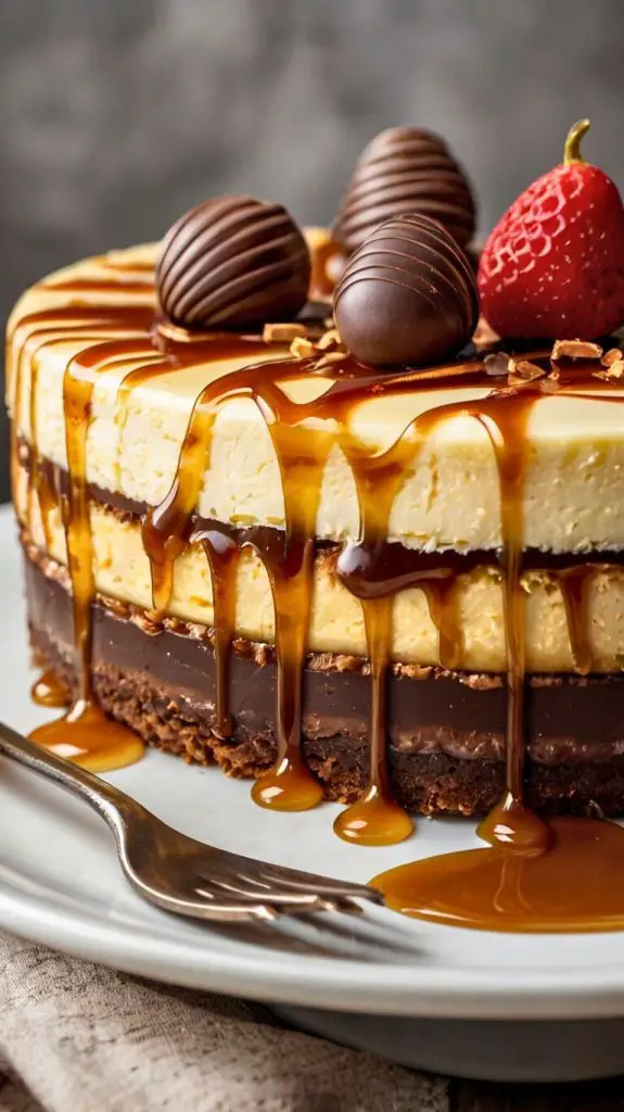 Millionaire’s Cheesecake: Layers of Caramel & Chocolate