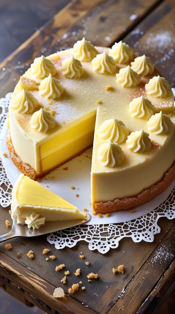 Step-by-step image of folding stiffly beaten egg whites into a pale yellow batter in a mixing bowl, creating the light texture for the cake.