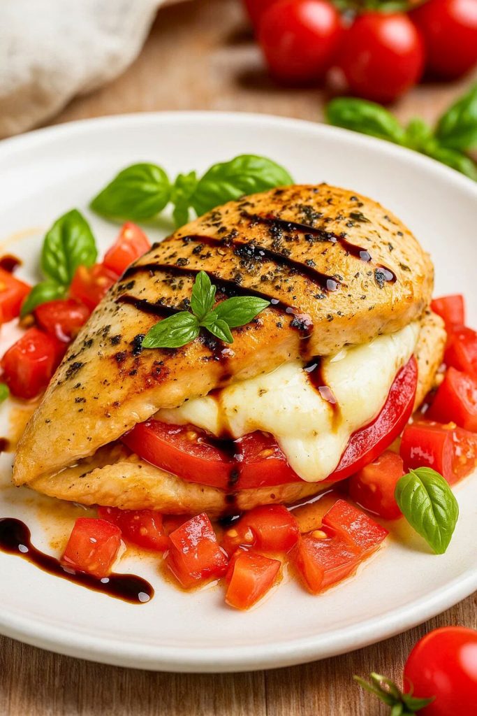 4 Ingredient Caprese Stuffed Chicken