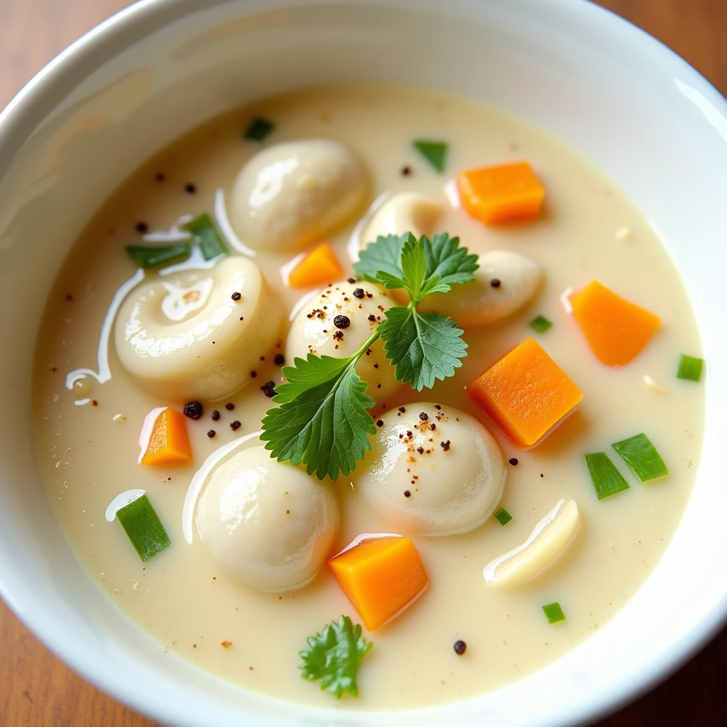 A warm bowl of Olive Garden-inspired chicken gnocchi soup, filled with tender chicken, soft gnocchi, fresh spinach, and a creamy broth.