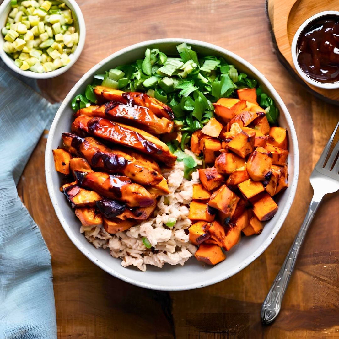 BBQ Chicken & Roasted Sweet Potato Bowls