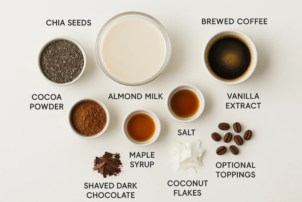 Creamy Mocha Chia Pudding Ingredients