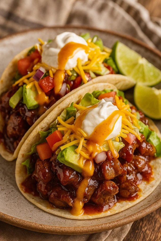 Garlic Butter BBQ Beef Tacos