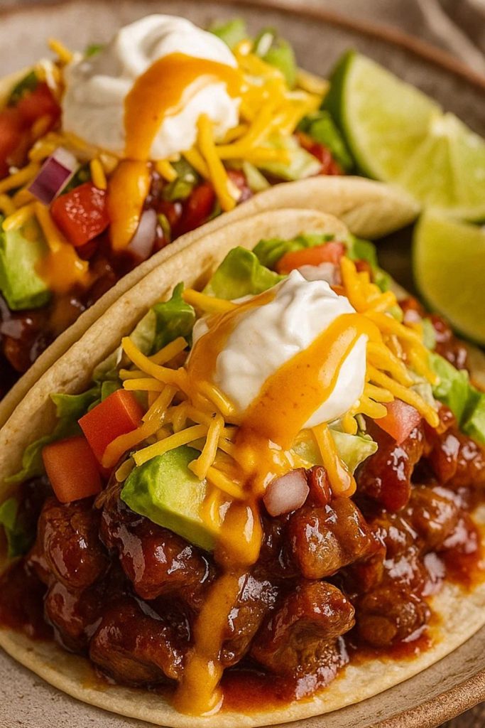Garlic Butter BBQ Beef Tacos