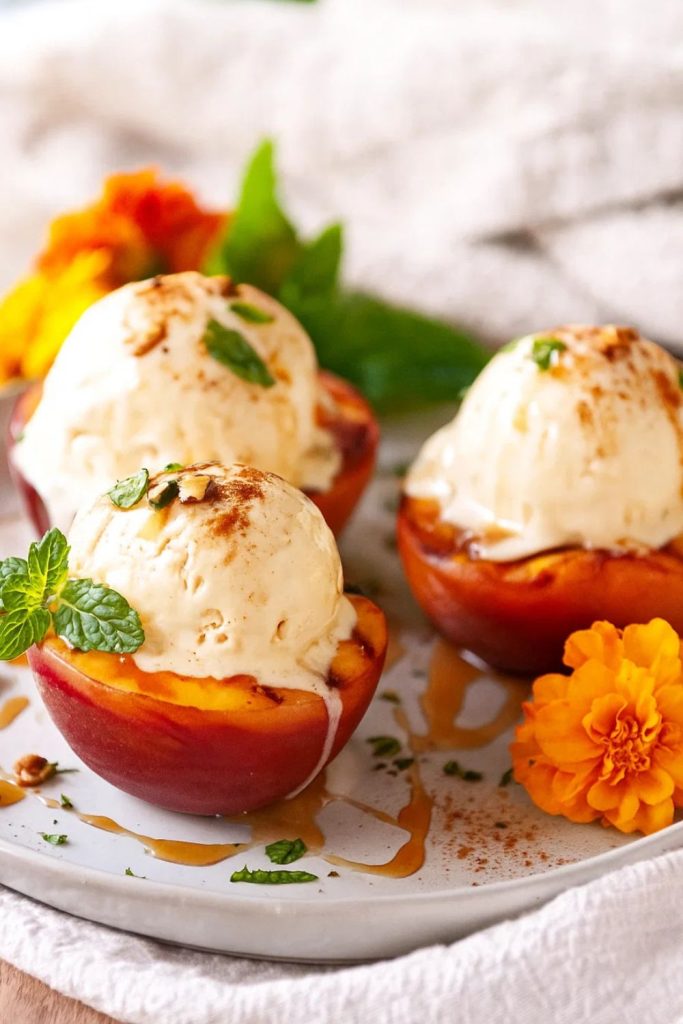 Grilled Peaches & Ice Cream