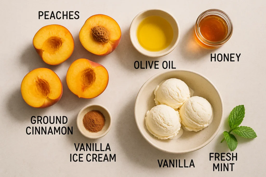 Grilled Peaches & Ice Cream Ingredients