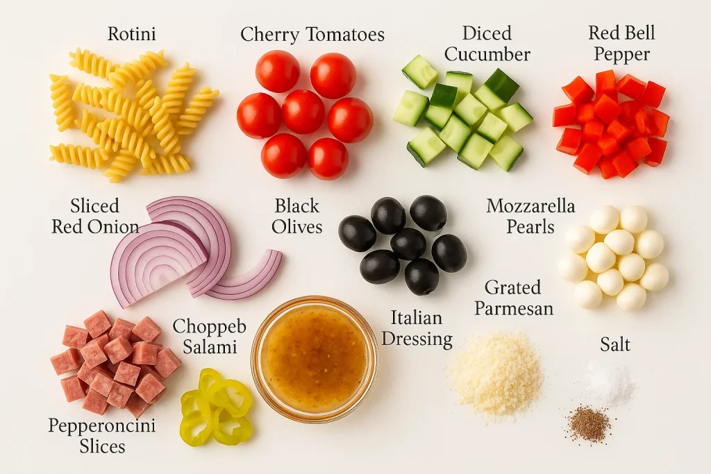 Italian Pasta Salad ingredients