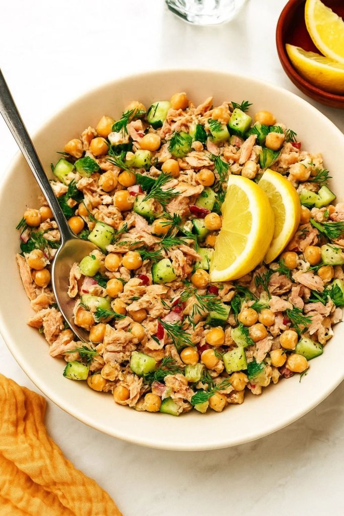 Lemon Tahini Chickpea Tuna Salad
