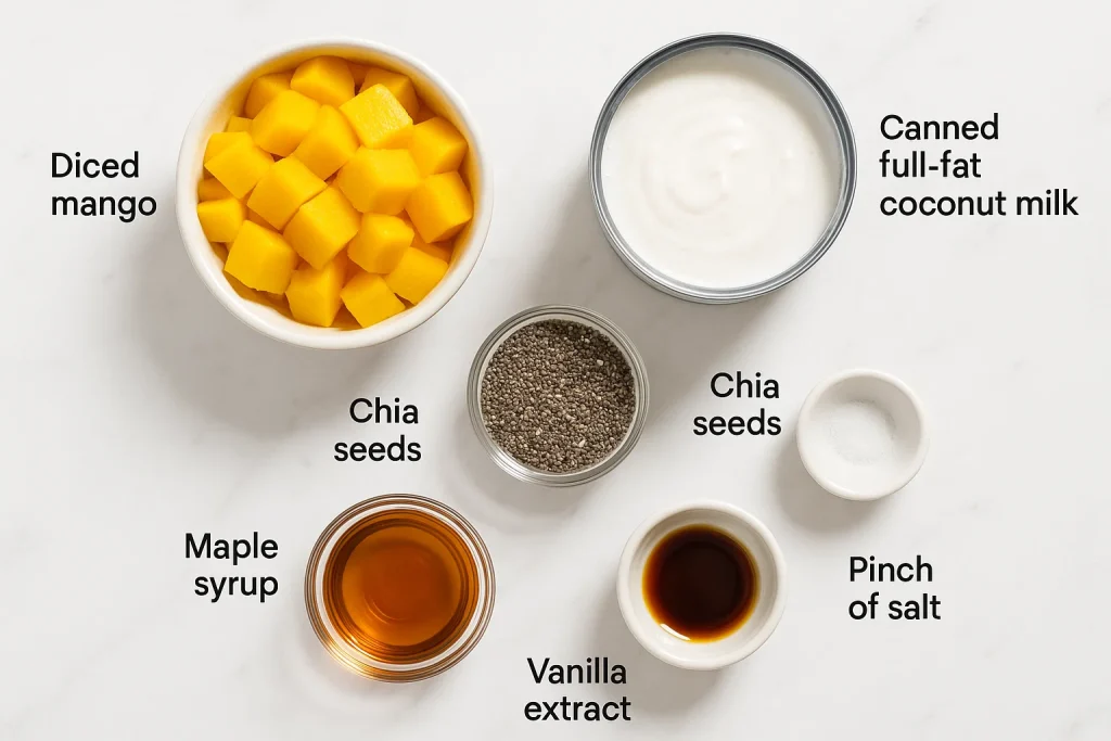 Mango Coconut Chia Pudding Ingredients
