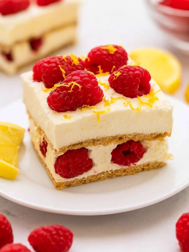No Bake Lemon Raspberry Cake
