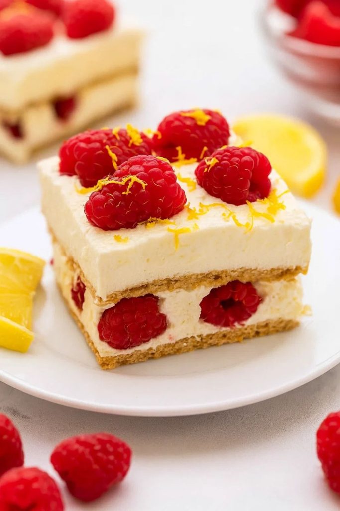 No Bake Lemon Raspberry Cake