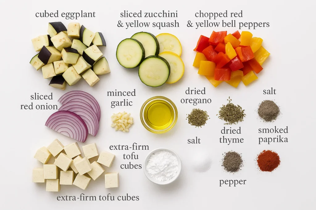 Sheet Pan Ratatouille & Tofu Ingredients