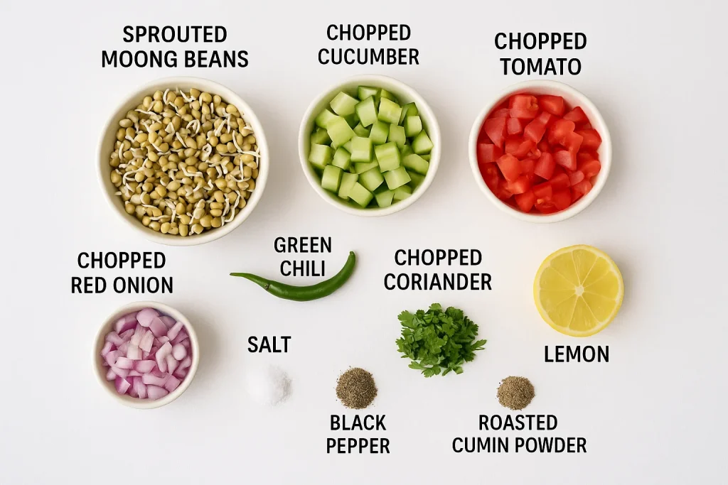Sprouted Moong Salad ingredients