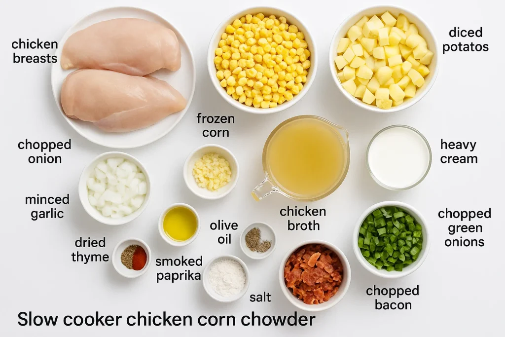Slow Cooker Chicken Corn Chowder Ingredients