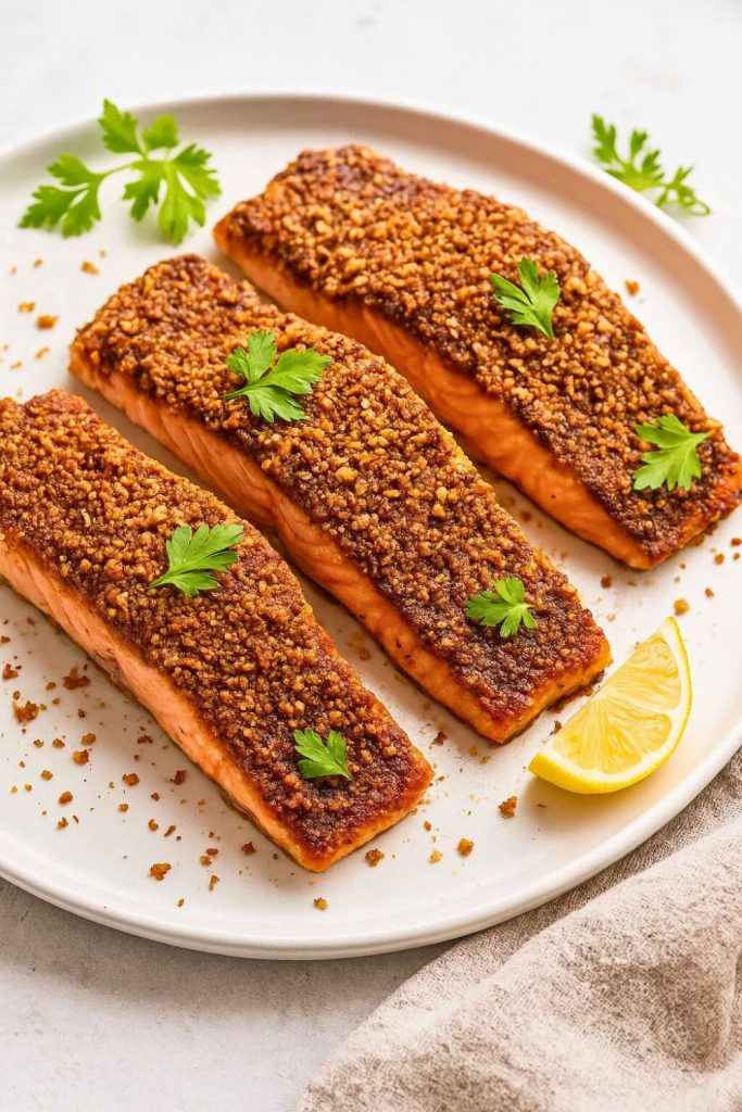 Cinnamon Pecan Crusted Salmon