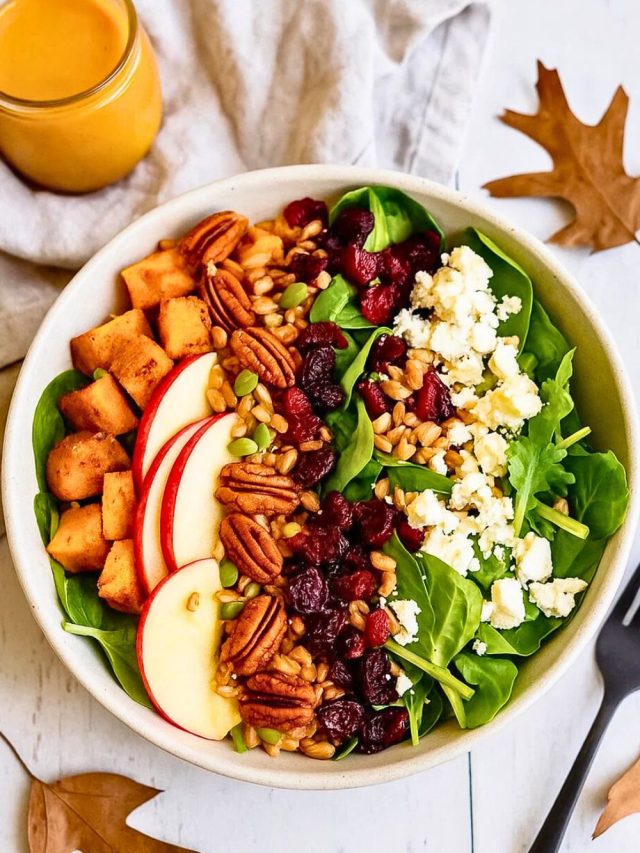 Fall Harvest Salad with Pumpkin Maple Dijon Dressing