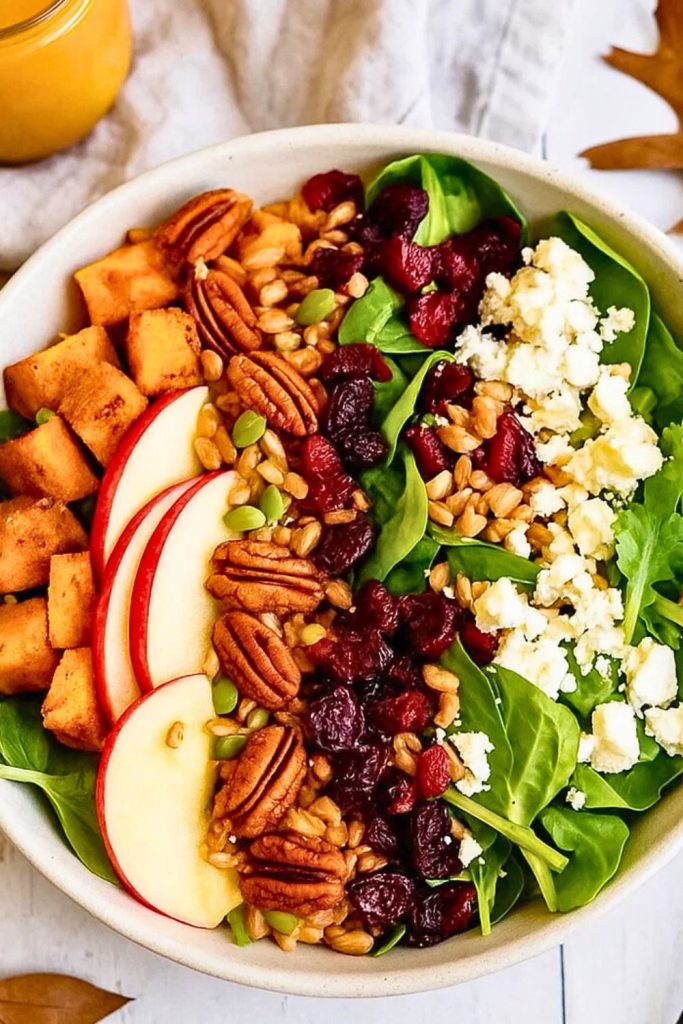 Fall Harvest Salad with Pumpkin Maple Dijon Dressing