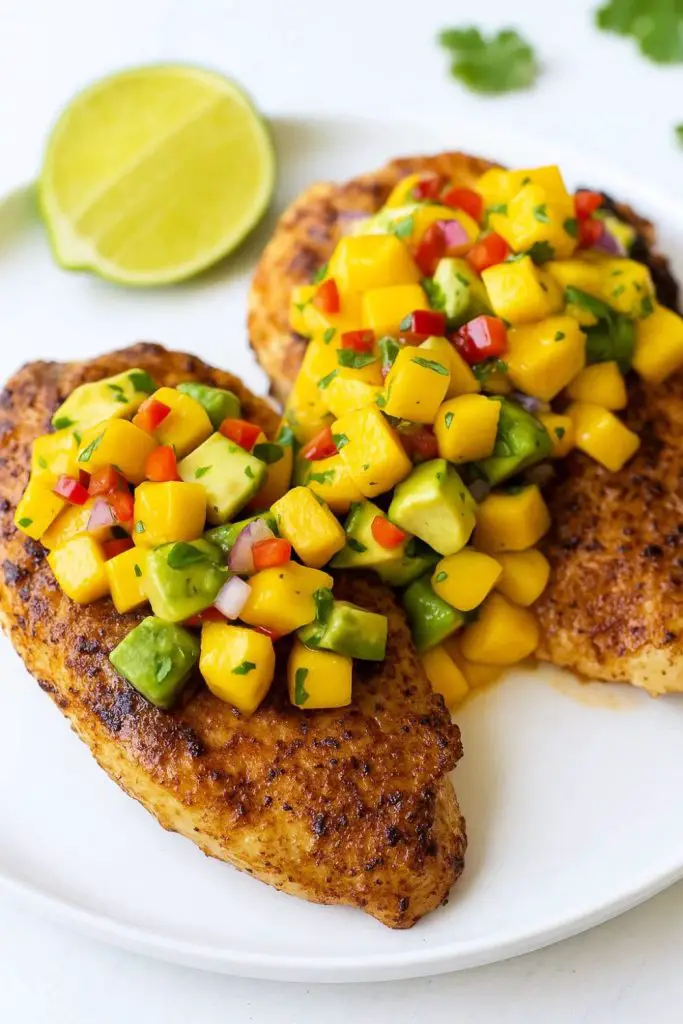 Grilled Chicken with Mango Avocado Salsa