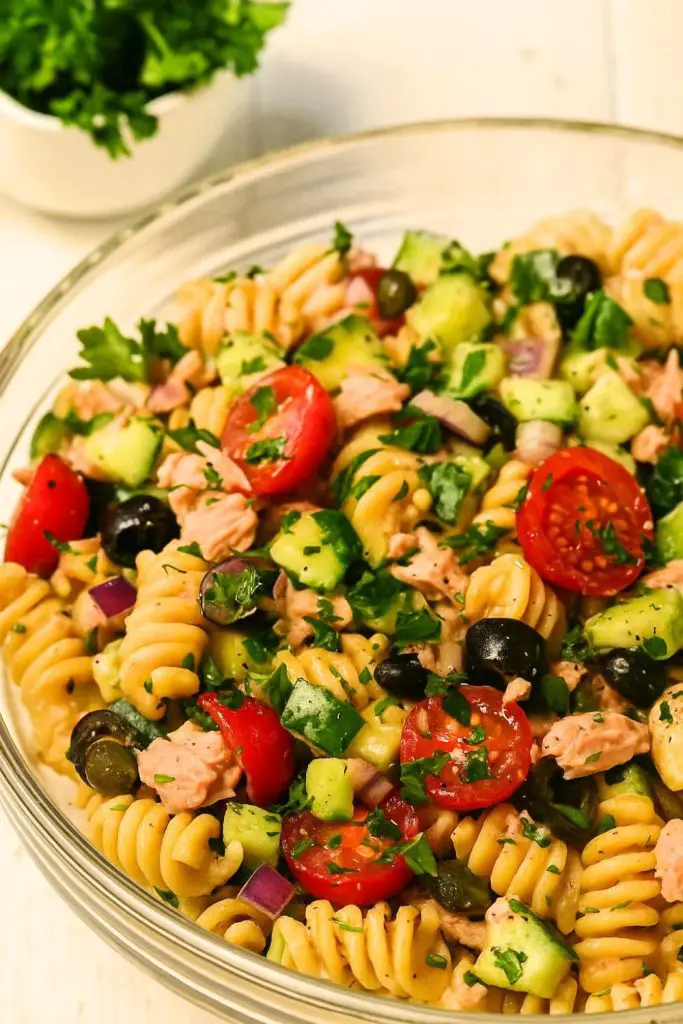 No Mayo Tuna Pasta Salad