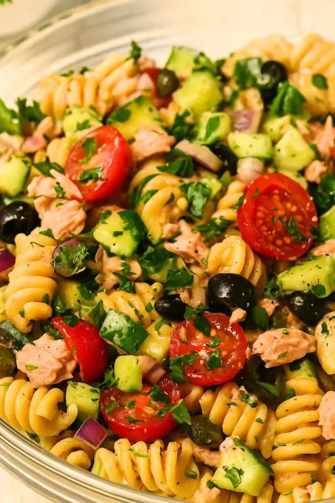 No Mayo Tuna Pasta Salad