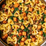 Roasted Butternut Squash Pasta with Sausage & Spinach