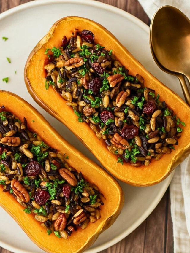 Stuffed Butternut Squash with Wild Rice