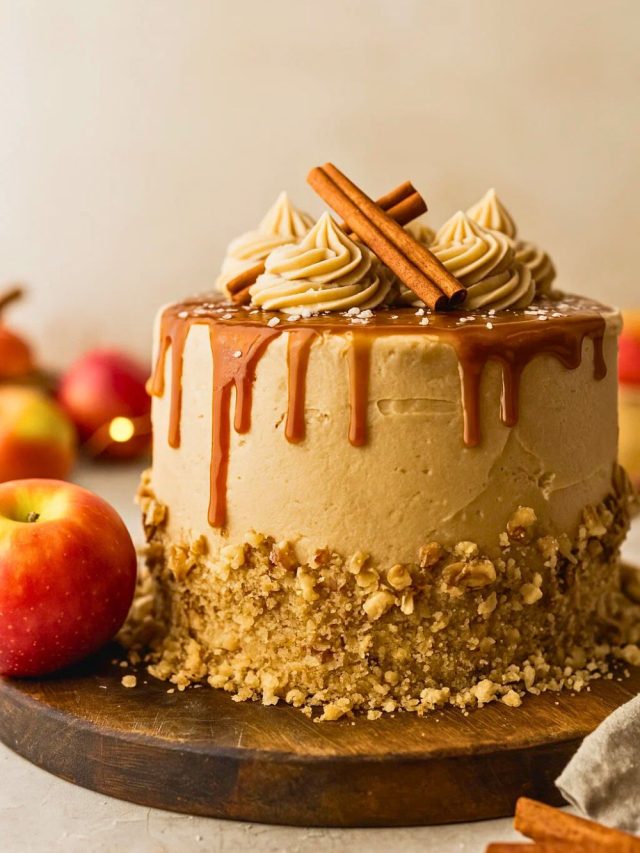 Apple Cider Cake with Salted Caramel Buttercream