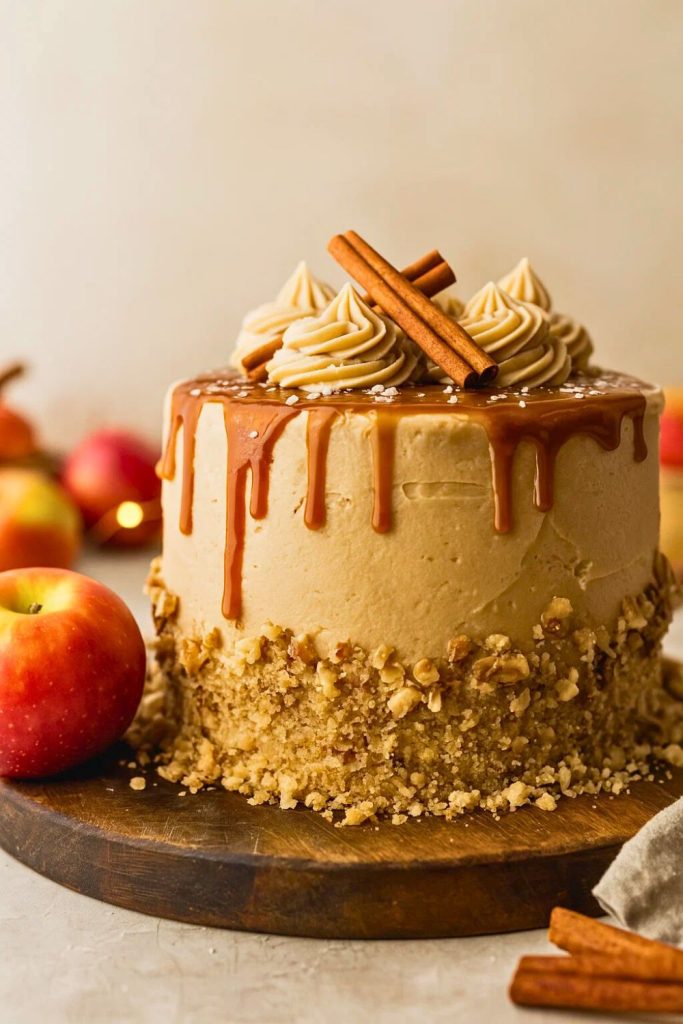 Apple Cider Cake with Salted Caramel Buttercream