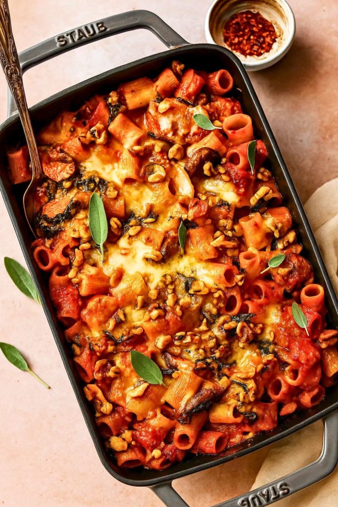 Pasta Bake with Pumpkin Tomato Sauce