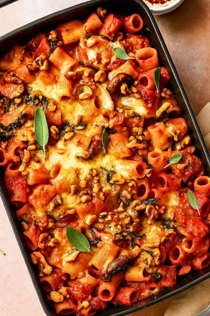 Pasta Bake with Pumpkin Tomato Sauce