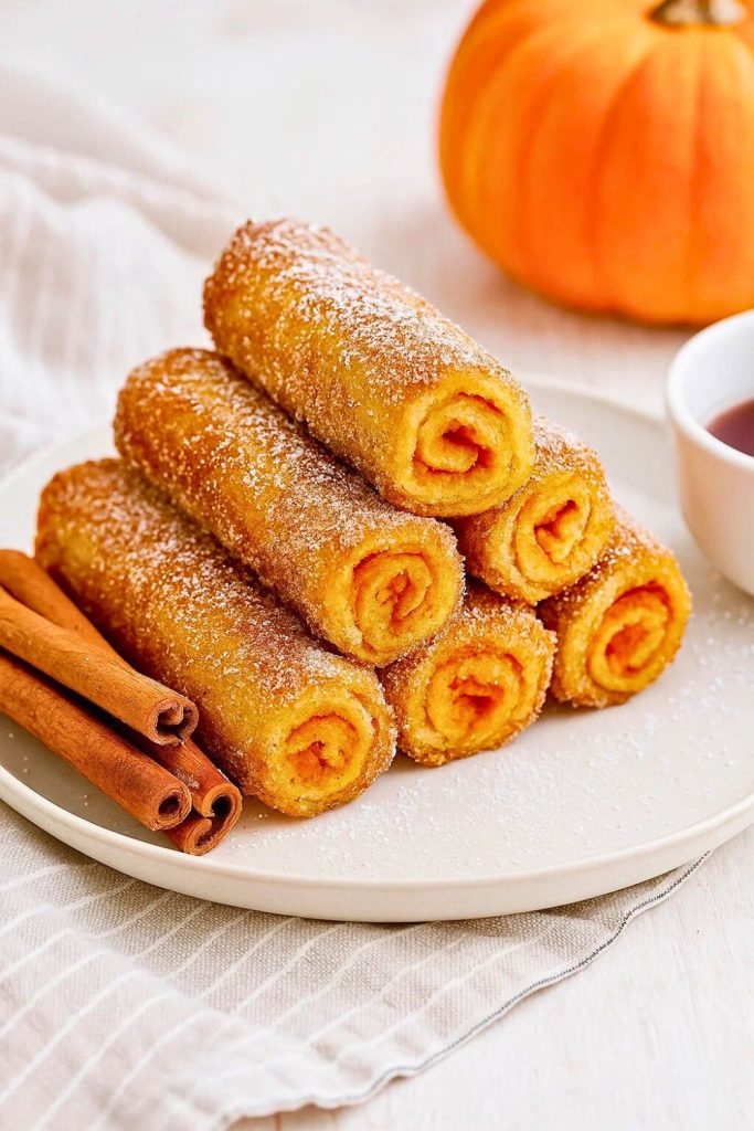 Pumpkin French Toast Roll-Ups