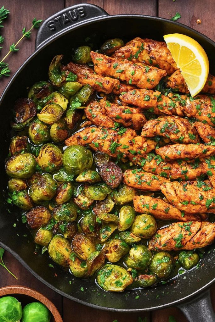 Skillet Chicken with Brussels Sprouts