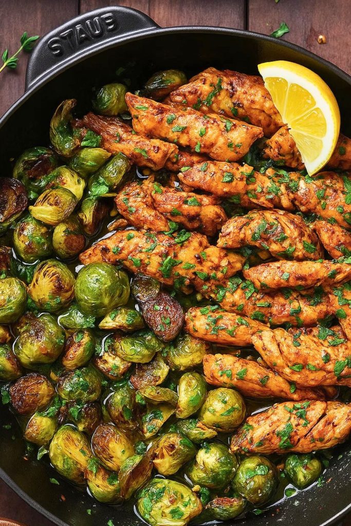 Skillet Chicken with Brussels Sprouts