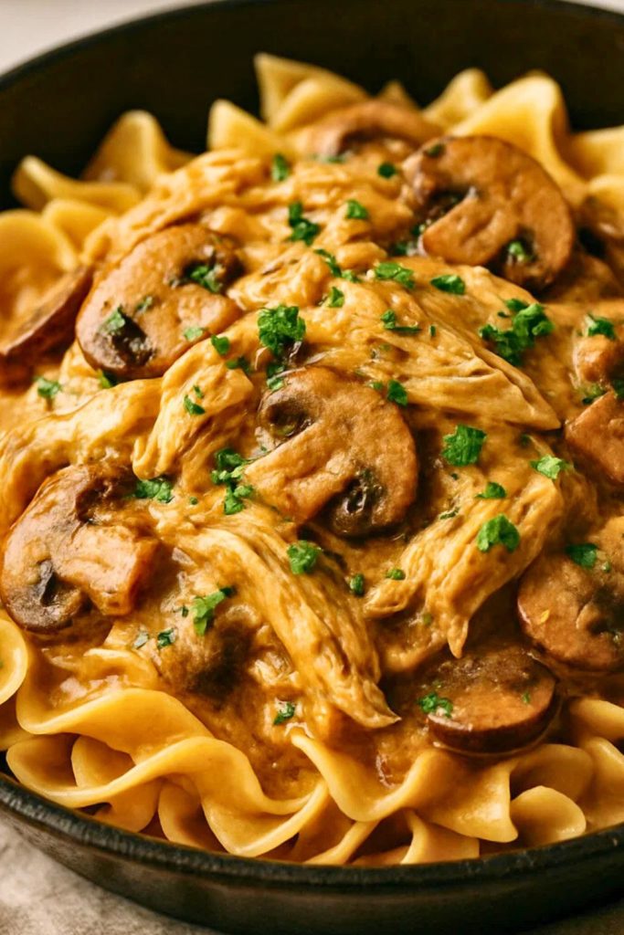 Slow Cooker Chicken & Mushroom Stroganoff