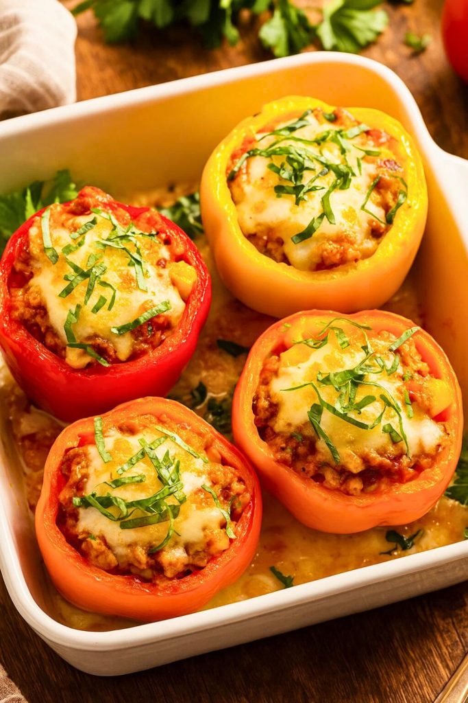 Chicken Parmesan Stuffed Peppers