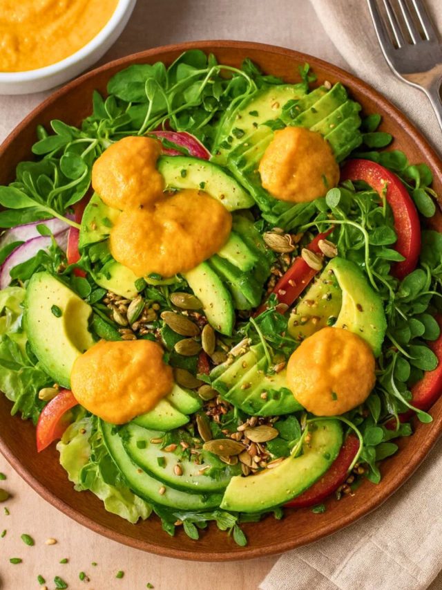 Avocado Salad with Carrot Ginger Dressing